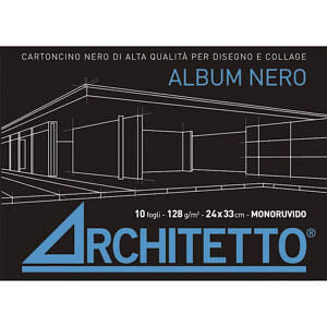ALBUM NERO ARCHITETTO MONORUVIDO 24x33 CM 10 FOGLI PaperoneWeb